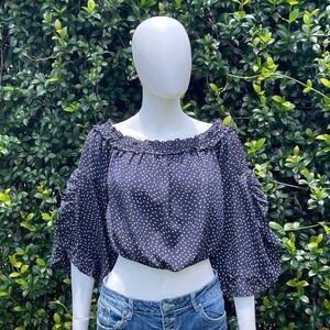 NWT L Love Boutique Brand Boho Bell Bell Sleeve Print Crop Top